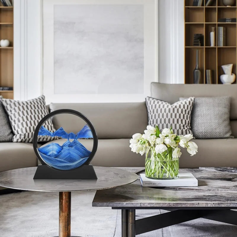 3D Quicksand Round Glass