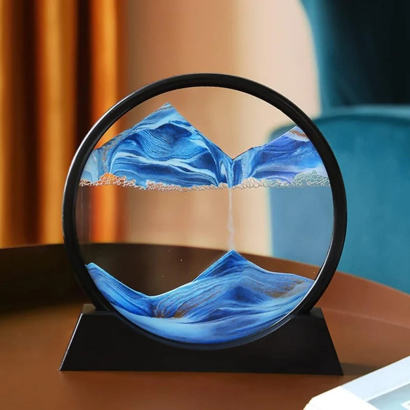 3D Quicksand Round Glass