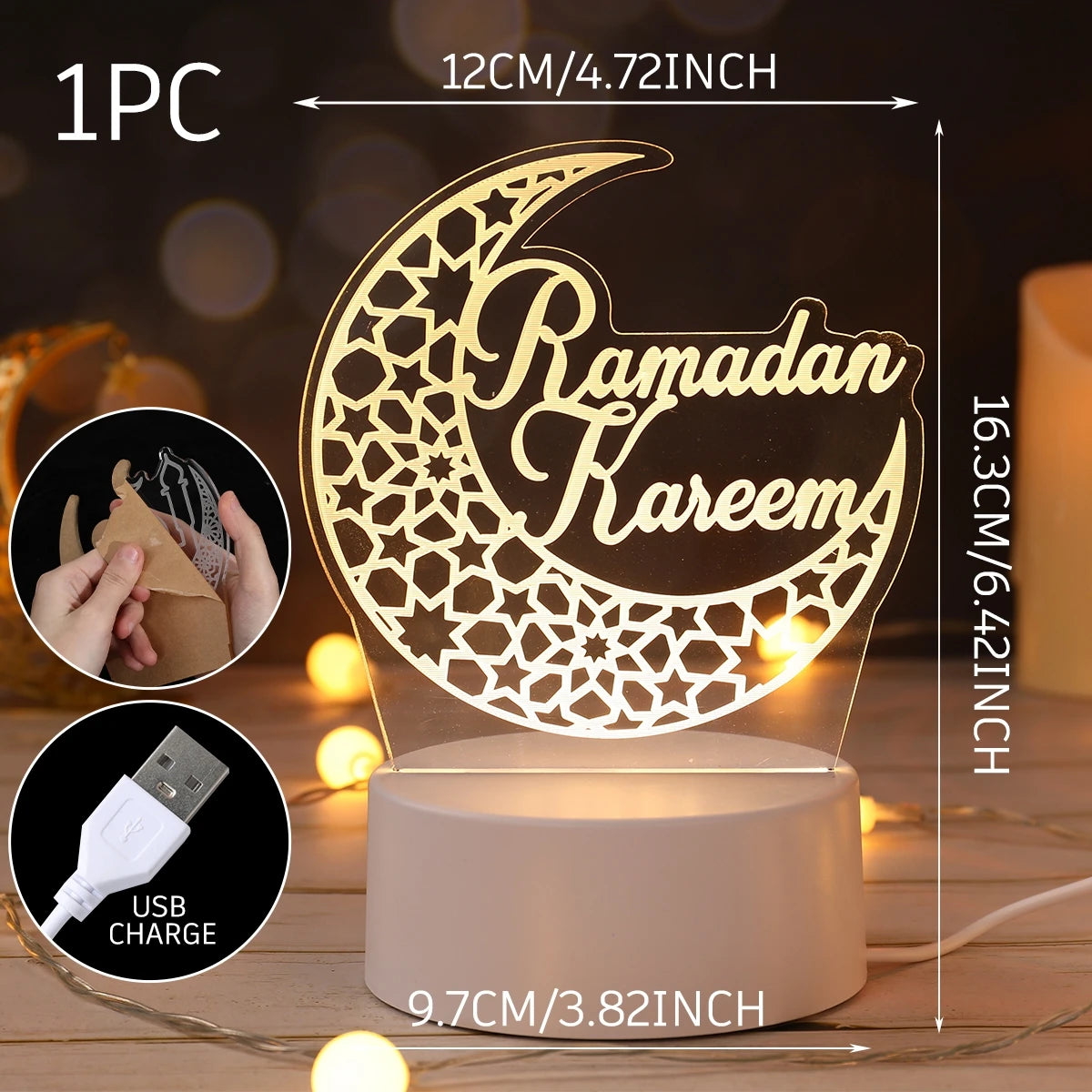 Eid Mubarak 3D Led Lamp