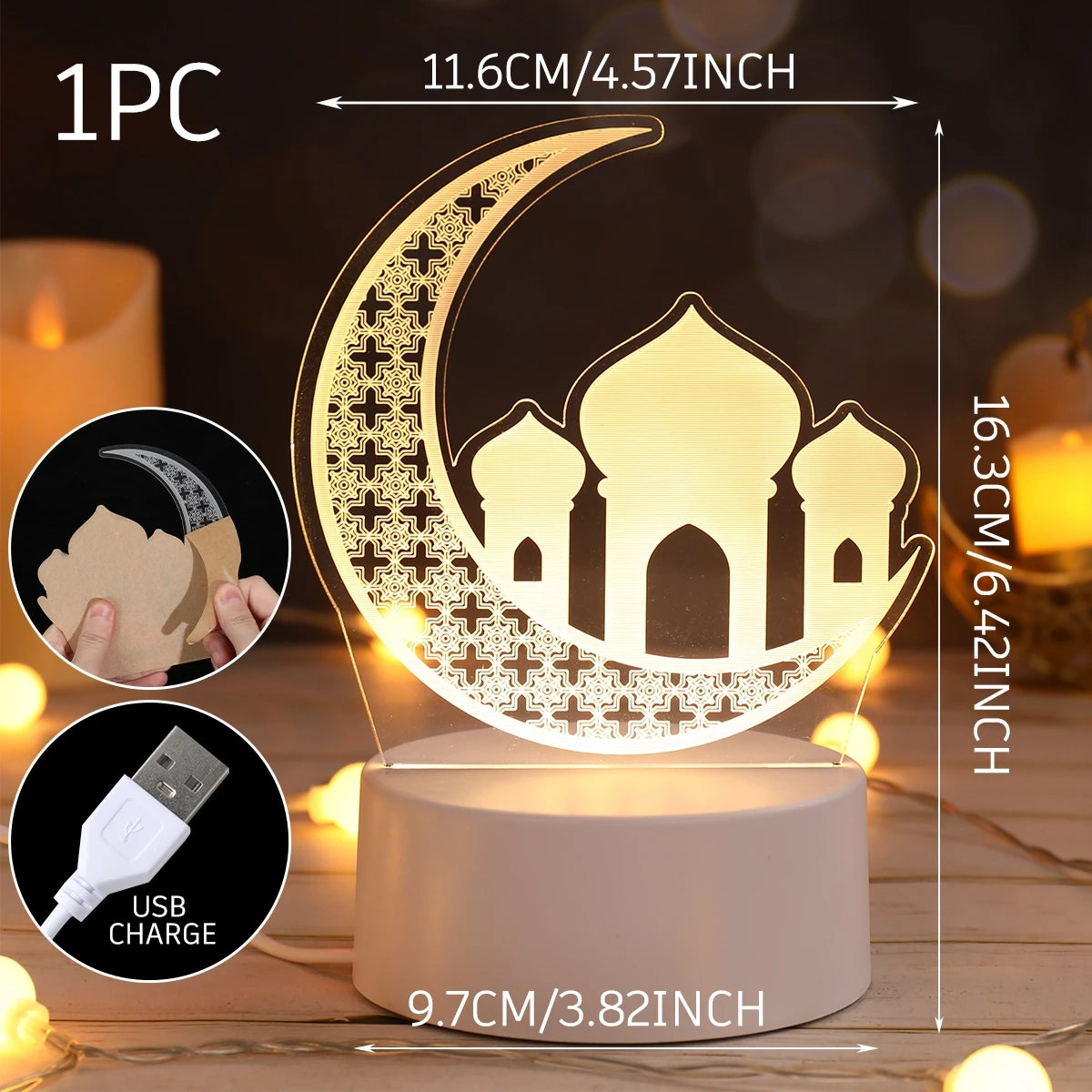 Eid Mubarak 3D Led Lamp