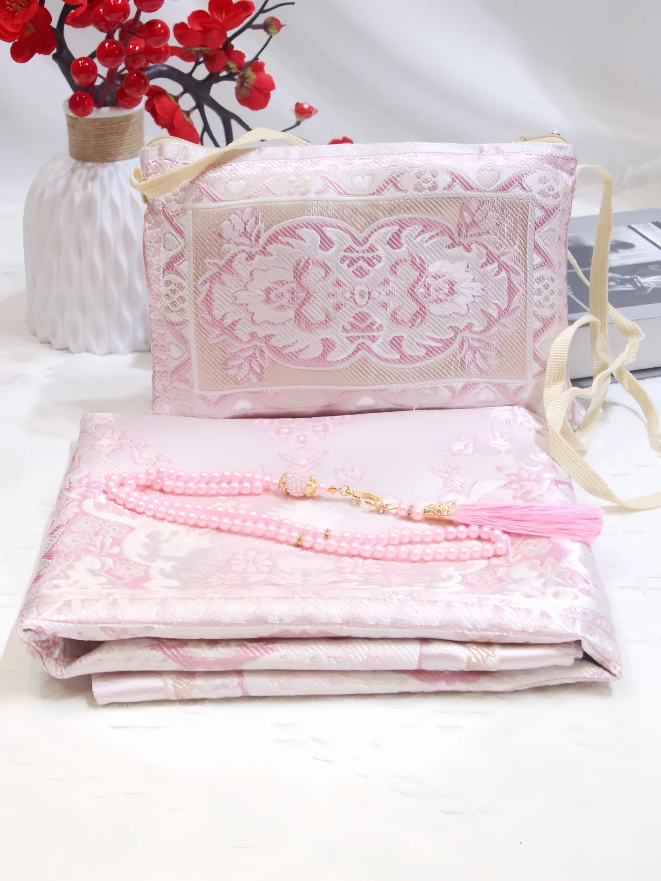 Prayer Rug With Prayer Beads and Portable Bag