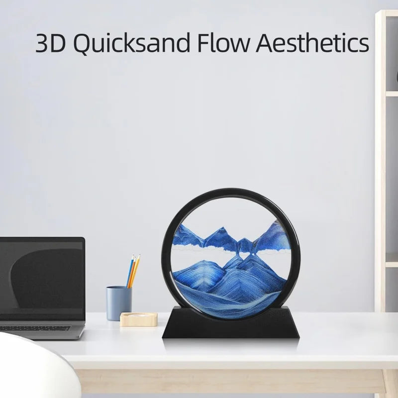 3D Quicksand Round Glass
