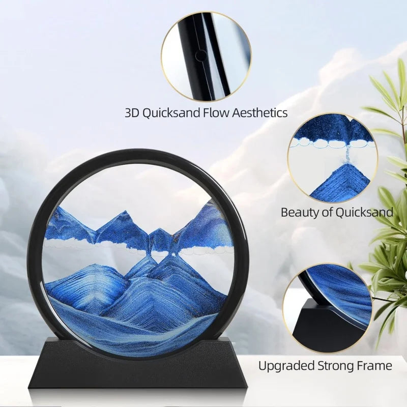 3D Quicksand Round Glass