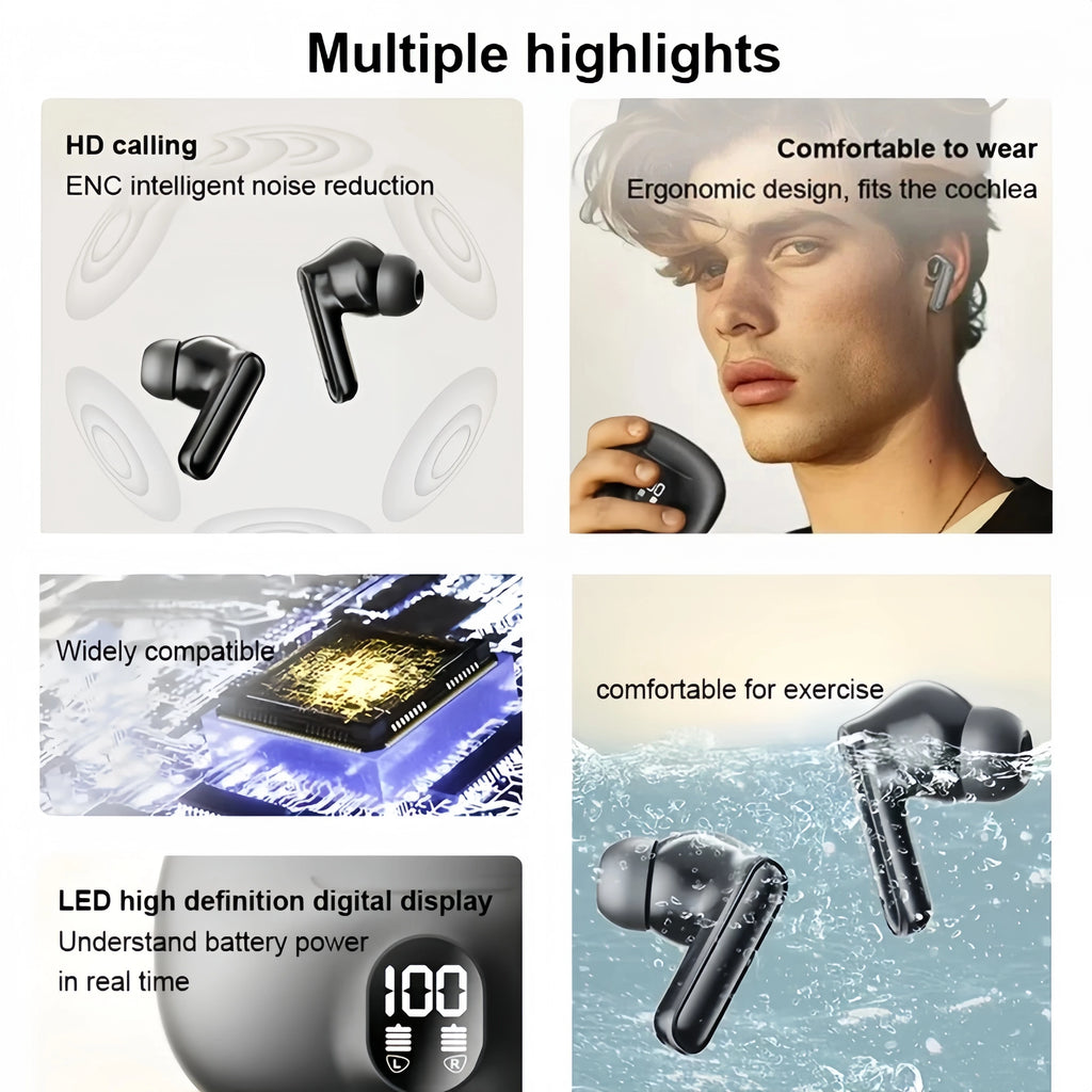 S510 TWS Wireless Headphones LED Power