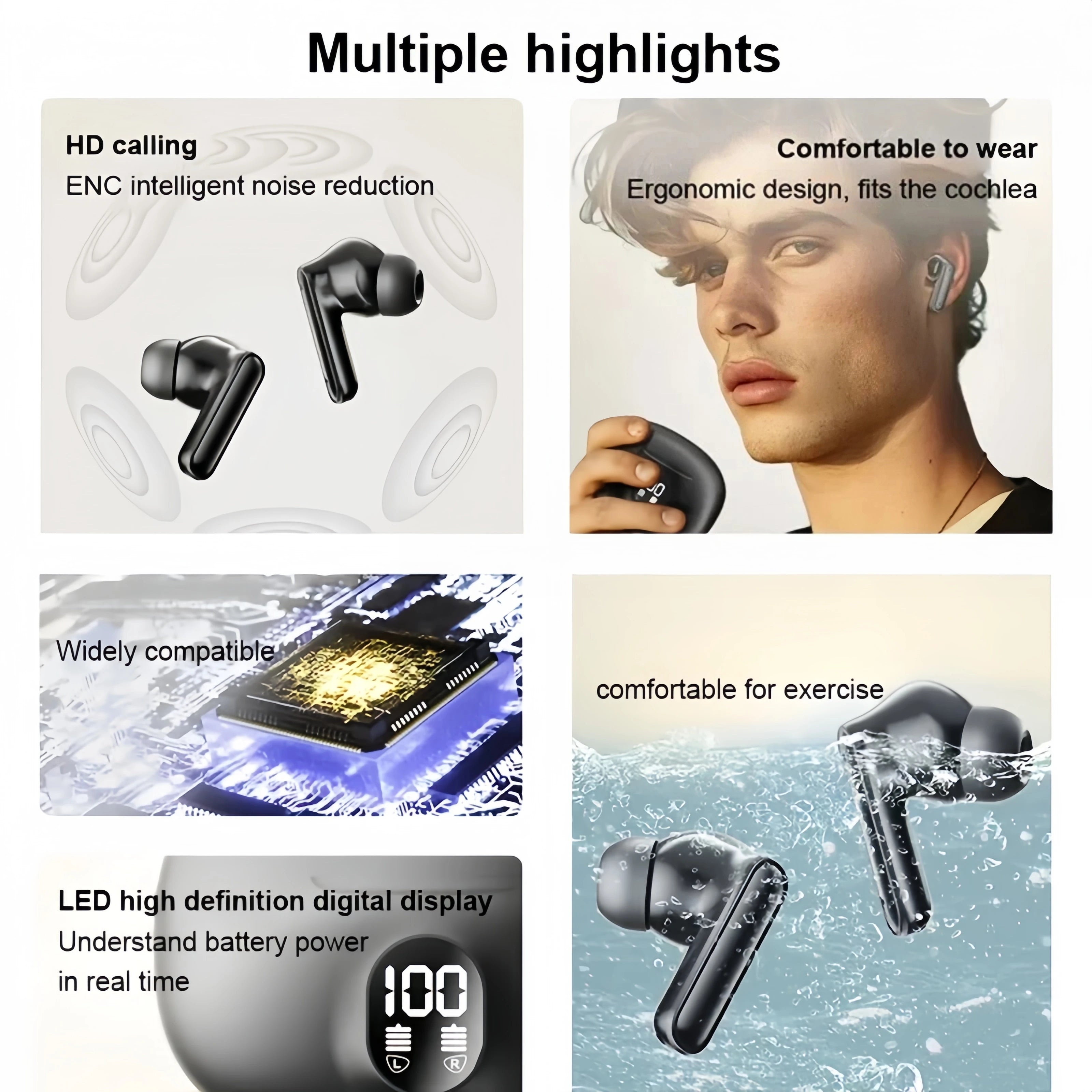 S510 TWS Wireless Headphones LED Power