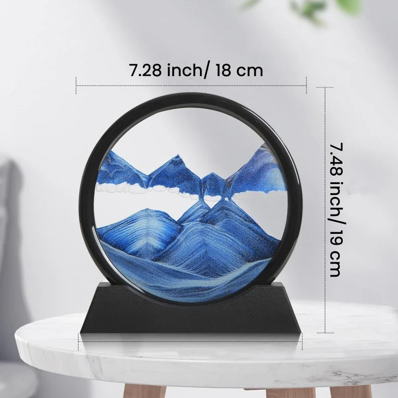 3D Quicksand Round Glass